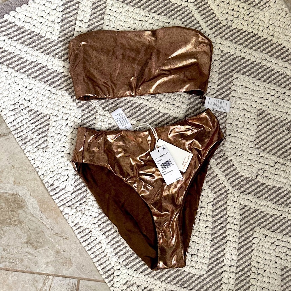 Shiny Bronze (mocha foil) Good American Bikini Set